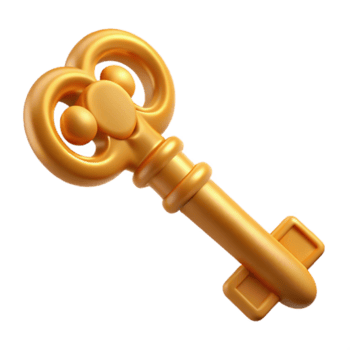 cobiçado boêmio uma solteiro, ornamentado chave, possivelmente para uma Tesouro peito, não fundo com transparente fundo. 8k png