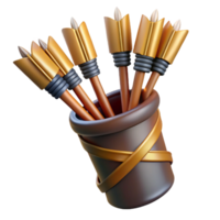 calm elegant A quiver full of arrows, fletched with eagle feathers. NO BACKGROUND with Transparent Background. high resolution png