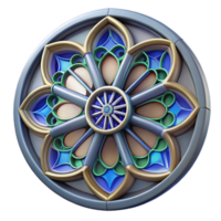 alluring peaceful modern Gothic cathedral rose window stained glass, NO BACKGROUND with Transparent Background. flawless png