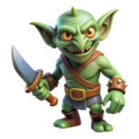 breathtaking futuristic A menacing goblin holding a rusty dagger. NO BACKGROUND with Transparent Background. detailed png