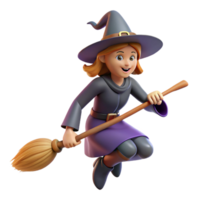 alluring abstract Witch riding a broomstick NO BACKGROUND with Transparent Background. detailed png