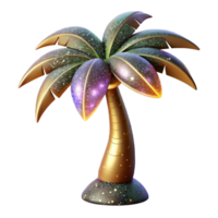 elegant abstract Palm Tree with Fronds and Shadow Transparent Background high resolution png