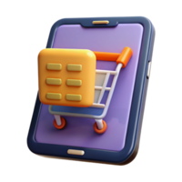 elegant gothic Tablet with e-commerce shopping cart displayed NO BACKGROUND with Transparent Background. 4K png