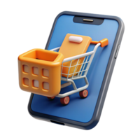 elegant retro Tablet with e-commerce shopping cart displayed NO BACKGROUND with Transparent Background. 8K png