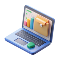 dramatic elegant Laptop with project management software open NO BACKGROUND with Transparent Background. studio quality png