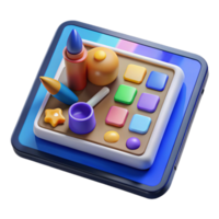 dazzling avant-garde Tablet displaying digital art creation software NO BACKGROUND with Transparent Background. high quality png