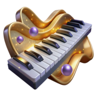 dramatic modern Piano Keys and Musical Notes Cutout with Elegant Design Isolated genuine png