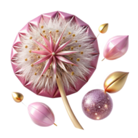 beautiful abstract Pink Dandelion Seed Head Blowing Cutout original png