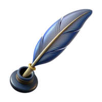 dreamy gorgeous A single, stylized feather pen, quill dipped in ink. NO BACKGROUND with Transparent Background. original png