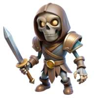 alluring distinguished A menacing skeleton warrior, wielding a rusty sword. NO BACKGROUND with Transparent Background. png
