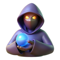 bold sumptuous A mysterious hooded figure, holding a glowing orb. NO BACKGROUND with Transparent Background. masterfully captured png