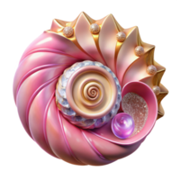 impressive abstract Pink Shell Spiral Fractal Cutout Element on Transparent Background original png
