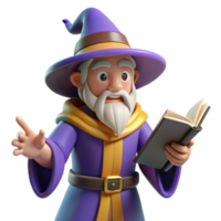 distinctive victorian A whimsical, cartoon-style wizard, holding a spellbook. NO BACKGROUND with Transparent Background. top-tier png