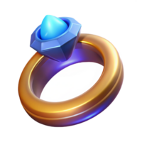 dazzling memorable A stylized magic ring, inlaid with a glowing gemstone. NO BACKGROUND with Transparent Background. png