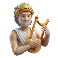 dynamic magnificent Apollo, God of Music and Poetry, playing a lyre NO BACKGROUND with Transparent Background. 8K png