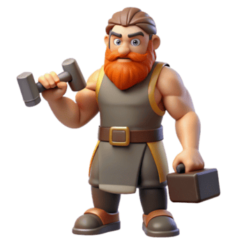 travolgente notevole efesto, Dio di il fucina, con un' martello no sfondo con trasparente sfondo. png