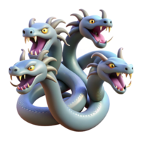 beautiful retro Hydra, multi-headed serpent NO BACKGROUND with Transparent Background. sharp png