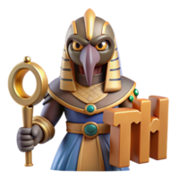 dramatic geometric Thoth, Egyptian god of writing and knowledge NO BACKGROUND with Transparent Background. 8K png