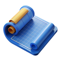 captivating abstract Architectural blueprint roll, NO BACKGROUND with Transparent Background. precision png