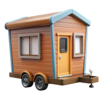 distinctive traditional Tiny house on wheels, NO BACKGROUND with Transparent Background. crisp png