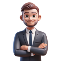 bold extraordinary Serious businessman, arms crossed, power pose, NO BACKGROUND with Transparent Background. high quality png