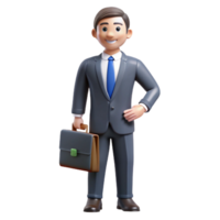 dynamic splendid Business executive, suit, briefcase, NO BACKGROUND with Transparent Background. refined png