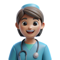 dreamy exquisite Nurse, scrubs, smiling, friendly, NO BACKGROUND with Transparent Background. precision png
