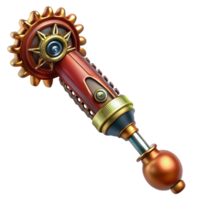 captivating iconic Steampunk screwdriver with an intricate clockwork mechanism in the handle. NO BACKGROUND with Transparent Background. png