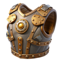 beautiful peaceful tropical Steampunk armor breastplate with riveted plates and gear mechanisms. NO BACKGROUND with Transparent Background. perfect clarity png