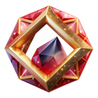 impressive classic Red Geometric Square Frame with Transparent Background authentic png
