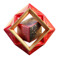 beautiful traditional Red Geometric Square Frame with Transparent Background high quality png