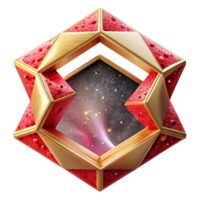 serene traditional Red Geometric Square Frame with Transparent Background png