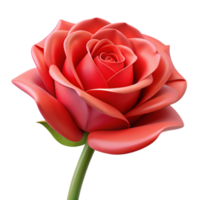 enchanting artistic Single red rose, close-up, detailed. NO BACKGROUND with Transparent Background. professional png