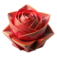 impressive vintage Red Origami Rose Isolated with Soft Shadows original png