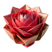 vibrant abstract Red Origami Rose Isolated with Soft Shadows authentic png