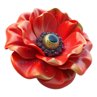 stunning rustic Red Poppy Flower Fractal Floral Element Cutout genuine png