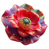 impressive minimalist Red Poppy Flower Fractal Floral Element Cutout professional png