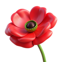 bold mesmerizing Single poppy flower, red. NO BACKGROUND with Transparent Background. 4K png