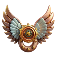 distinguished elegant Steampunk wings crafted from clockwork gears and metal feathers. NO BACKGROUND with Transparent Background. genuine png