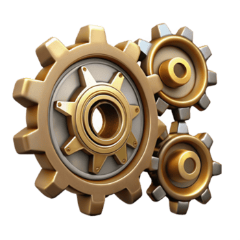 calma maravilloso Steampunk engranaje conjunto con varios tamaños y intrincado diente patrones. No antecedentes con transparente antecedentes. museo calidad png