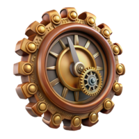 beautiful calm urban Steampunk clock with intricate gears and Roman numerals. NO BACKGROUND with Transparent Background. museum quality png