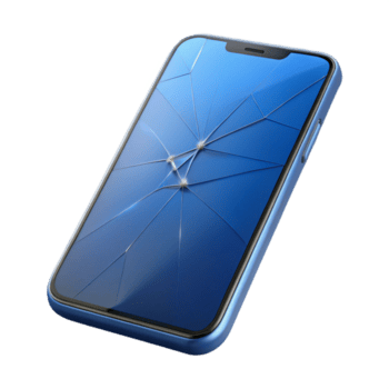 distinto artístico uma moderno Smartphone com rachado tela. não fundo com transparente fundo. precisão png