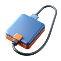 acclaimed geometric External hard drive with cable attached. NO BACKGROUND with Transparent Background. detailed png
