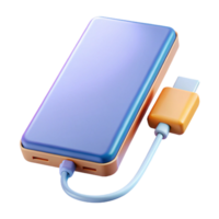 captivating mid-century Power bank charging a smartphone. NO BACKGROUND with Transparent Background. authentic png