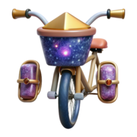 wonderful creative Retro Bicycle Front View with Basket Cutout detailed png