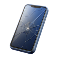 captivating abstract Broken smartphone screen with spiderweb cracks. NO BACKGROUND with Transparent Background. precision png