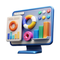 dramatic peaceful surreal Digital marketing analytics dashboard. NO BACKGROUND with Transparent Background. professional png