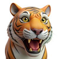 alluring whimsical elegant A roaring Bengal tiger, head and shoulders, NO BACKGROUND with Transparent Background. high resolution png