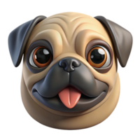 acclaimed art deco A portrait of a Pug, head and shoulders, NO BACKGROUND with Transparent Background. impeccable png