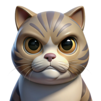captivating melancholic victorian A grumpy Scottish Fold cat, face close-up, NO BACKGROUND with Transparent Background. premium png